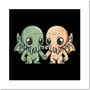 Cthulove - Cthulhus holding hands - Valentine Cthulhu #4 Posters and Art